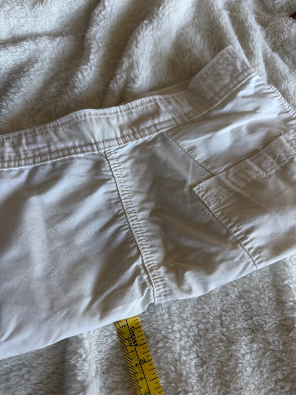 Retro White Men’s swim Shorts with Rainbow Chevron Accent